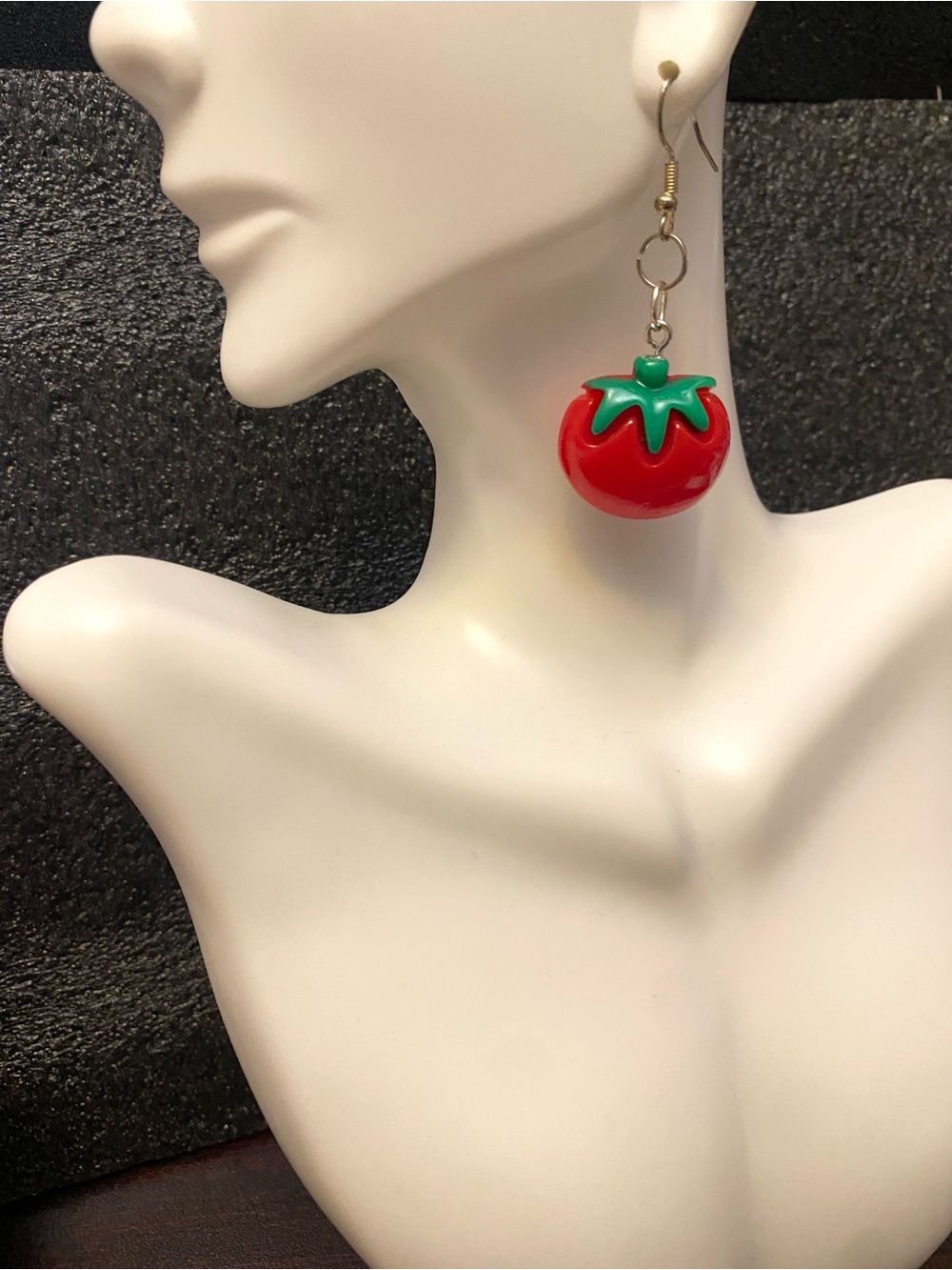 Handmade Red Tomato dangling  Fruit Earrings